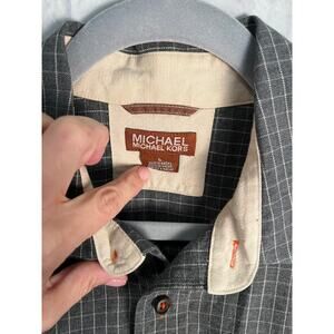Michael Kors Men’s Gray Flannel Button Down Shirt Long Sleeve Size Large